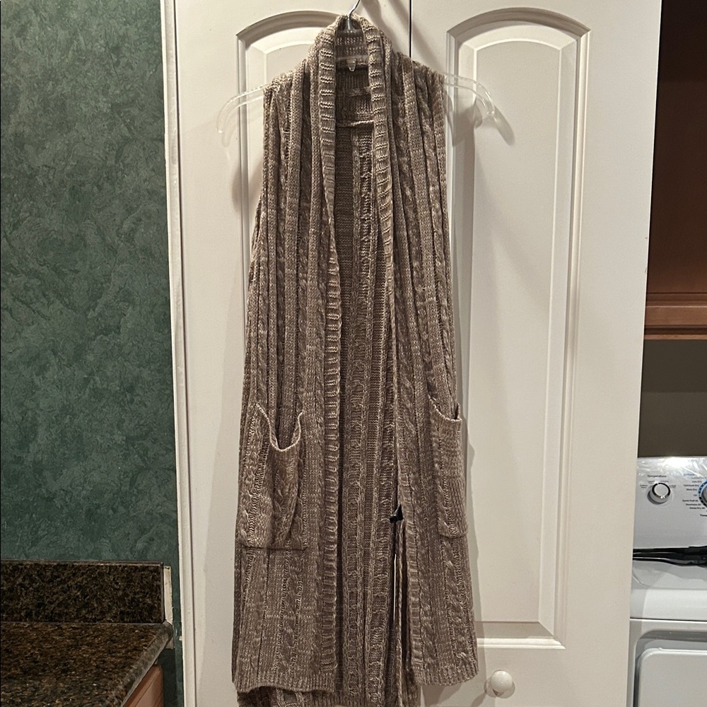 Long Knit Sleeveless Cardigan